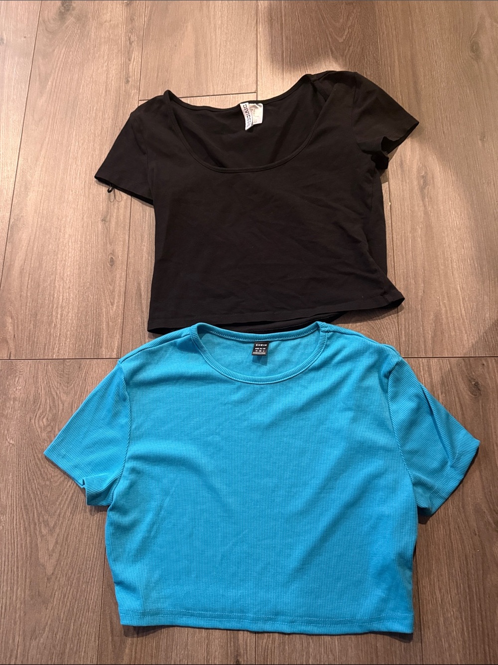 SHEIN Black & Teal Blue Crop Top Duo